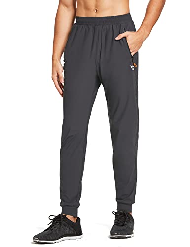 BALEAF Herren Joggers Hose Leichtes Laufen Workout Athletisches Training Gym Schnell Dry Tapered Jogger Zipper Taschen Grau XL von BALEAF