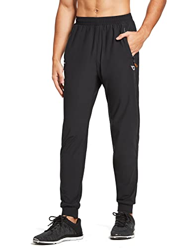 BALEAF Herren Joggers Hose Leichtes Laufen Workout Athletisches Training Gym Schnell Dry Tapered Jogger Zipper Taschen Schwarz S von BALEAF