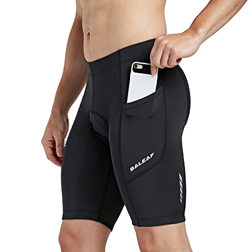 BALEAF Herren Radlerhose Gepolstert Fahrradhose Kurz Radhose Atmungsaktiv Rennradhose Schwarz L von BALEAF