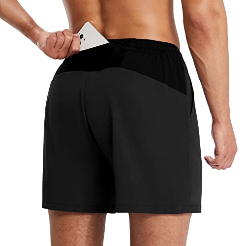 BALEAF Sporthose Kurze Hose Herren Laufhose Sommer 2 in 1 Laufshorts Badehose Badeshorts Atmungsaktiv mit Handytasche und Innenslip,Schwarz,S von BALEAF