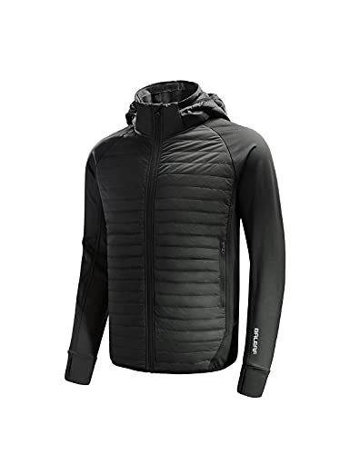 BALEAF Herren Daunenjacke Winter Warm Hybridjacke Leicht Outdoor Wanderjacke Thermojacke Winddicht Faltbar Schwarz XXL von BALEAF