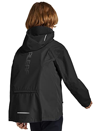 BALEAF Kinder Regenjacke Junge Regenmantel Wasserdicht Leichte Unisex Fahrradjacke Mädchen Damen Mit Kapuze Schwarz 6-7 Jahre von BALEAF