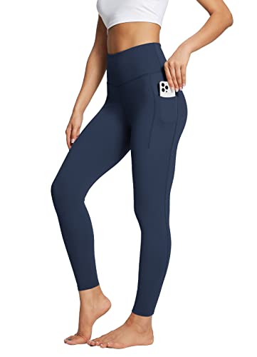 BALEAF Sport Leggings Damen 7/8 Yogahose High Waist Sporthose weich atmungsaktiv mit tiefen Taschen Blau XL von BALEAF