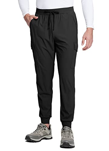 BALEAF Wanderhose Herren Jogginghose Laufhose Outdoorhose Leicht Schnelltrocknend Cargo Hose UPF 50+ für Wandern Laufen Trekking Schwarz M von BALEAF