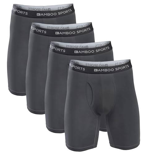Herren-Boxershorts, Bambus-Viskose, 15,2 cm, 4er-Pack, Anti-Scheuern, atmungsaktiv, nicht bindend, super weich und bequem, Feuchtigkeitstransport, Dunkel_Grau, Medium Herren-Boxershorts, Bambus-Viskose, 15,2 cm, 4er-Pack, Anti-Scheuern, atmungsaktiv, nicht bindend, super weich und bequem, Feuchtigkeitstransport, Dunkel_Grau, Medium von BAMBOO SPORTS B