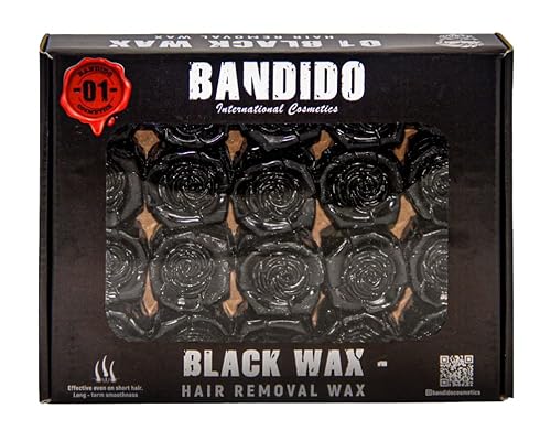 BANDIDO Black Wax Agda Heiß-Wachs 1300gr | Warmwachs | Haarentfernung Wax für Körper Gesicht | Damen und Herren | für heißwachsgerät wachswärmer | 40 Stück a 30gr in Rosenform von Bandido
