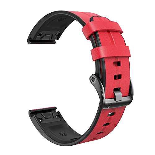 BANDKIT 22 x 26 mm Silikon-Armband QuickFit-Armbänder für Garmin Fenix 7X 7 6 6X Pro 5X 5 D2/Tactix 7 Leder-Smartwatch-Armbänder, For Fenix 7X, Achat von BANDKIT