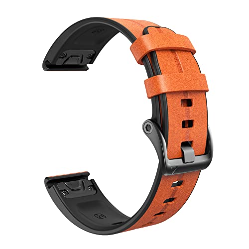 BANDKIT 22 x 26 mm Silikon-Armband QuickFit-Armbänder für Garmin Fenix 7X 7 6 6X Pro 5X 5 D2/Tactix 7 Leder-Smartwatch-Armbänder, Quickfit 22mm, Achat von BANDKIT