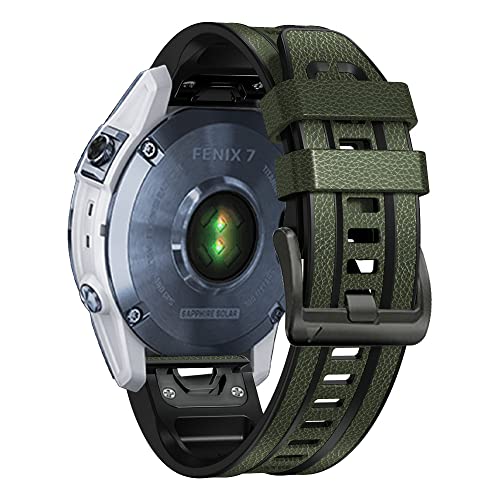 BANDKIT Quickfit-Lederarmband für Garmin Fenix 7X 6X 5X 22 mm, Silikon-Easyfit-Armband für Fenix 7 6 5 955 Epix Watch, 22mm Fenix 6 5 5Plus, Achat von BANDKIT