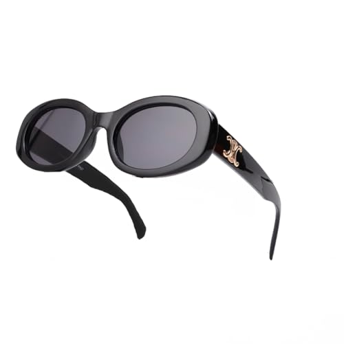 BANGN Sonnenbrille Damen, Retro Trendy Klassische Runden Brille,Vintage Sonnenbrille Rave Brille,UV-Schutz-Sonnenbrille für Draußen (Schwarz) von BANGN