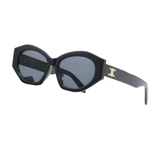 BANGN Sonnenbrille Damen, Retro Trendy Klassische Runden Brille,Vintage Sonnenbrille Rave Brille,UV-Schutz-Sonnenbrille für Draußen (Schwarz) von BANGN