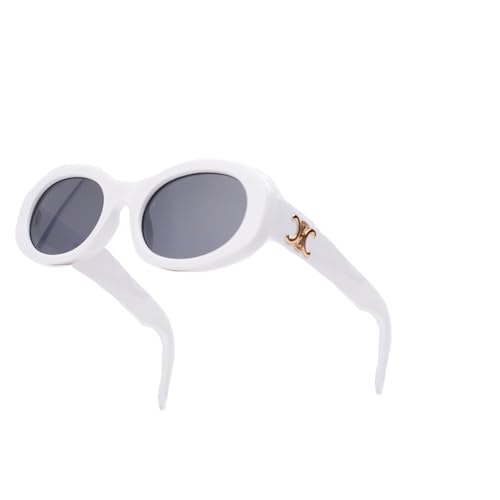 BANGN Sonnenbrille Damen, Retro Trendy Klassische Runden Brille,Vintage Sonnenbrille Rave Brille,UV-Schutz-Sonnenbrille für Draußen (Weiß) von BANGN