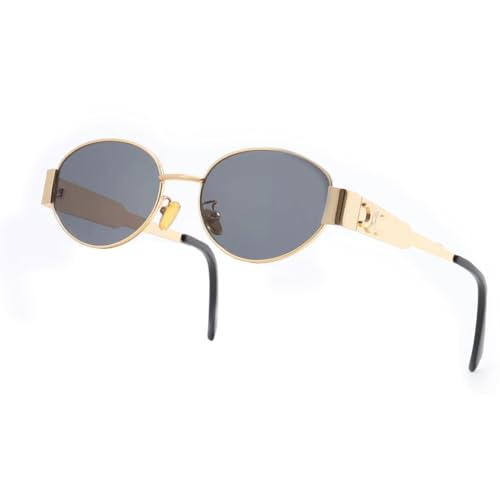 BANGN Sonnenbrille Damen, Vintage Sonnenbrille Rave Brille, Retro Trendy Klassische Runden Brille, UV-Schutz-Sonnenbrille für Draußen (A) von BANGN