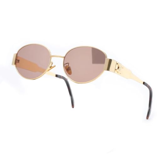 BANGN Sonnenbrille Damen, Vintage Sonnenbrille Rave Brille, Retro Trendy Klassische Runden Brille, UV-Schutz-Sonnenbrille für Draußen (D) von BANGN