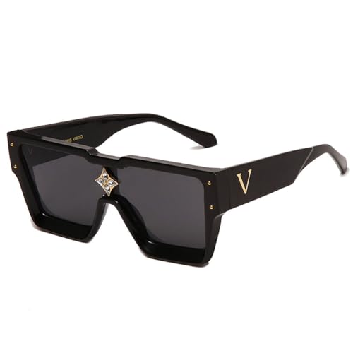 BANGN Sonnenbrille Damen/Herren, Retro Trendy Klassische Quadratische Brille,Vintage Sonnenbrille Rave Brille,UV-Schutz-Sonnenbrille für Draußen (A) von BANGN