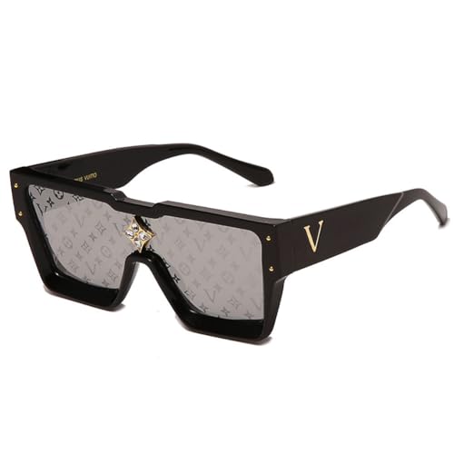 BANGN Sonnenbrille Damen/Herren, Retro Trendy Klassische Quadratische Brille,Vintage Sonnenbrille Rave Brille,UV-Schutz-Sonnenbrille für Draußen (H) von BANGN