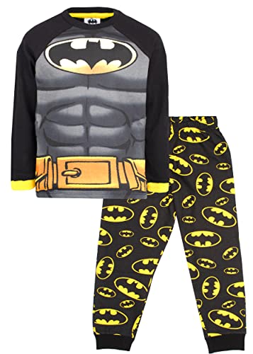 BATMAN DC Comics Schlafanzug für Jungen – Kinder Schlafanzug – Schwarz Langarm Pyjama Kostüm Design – 100% Baumwolle Nachtwäsche – Offizielles Merchandise-Produkt, Schwarz , 110 von Batman
