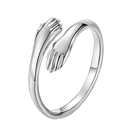 BAULMD Paar Ringe Hände Umarmen Ringe, Silber Gold Hände Paar Ring mit Liebes Umarmung, Silberringe Schmuck Romantischer Love Hugging, für Damen und Herren (Mann) von BAULMD