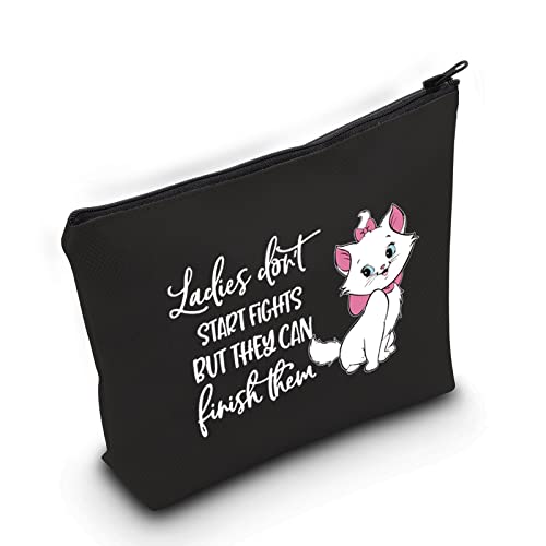 BAUNA Aristocats Marie Zitat Geschenk Damen Don't Start Fights But They Can Finish Them Make-up-Tasche Aristocats Reißverschlusstasche Beste Freunde Geschenk, Bl Ladies von BAUNA