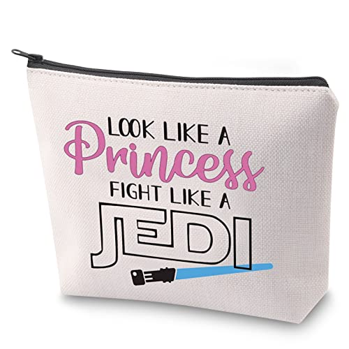 Kosmetiktasche für Filmliebhaber, sieht aus wie eine Prinzessin, Kampf wie eine Jedi, Make-up-Tasche mit Reißverschluss, Kulturbeutel für Mädchen, Prinzessin Jedi, Nein von BAUNA