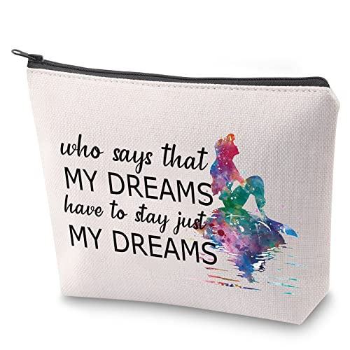Meerjungfrau Kosmetiktasche Ariel Fans Make-up Tasche mit Reißverschluss Meerjungfrau Prinzessin Kulturbeutel Meerjungfrau inspiriertes Geschenk für Mädchen Frauen, My Dreams, Nein von BAUNA
