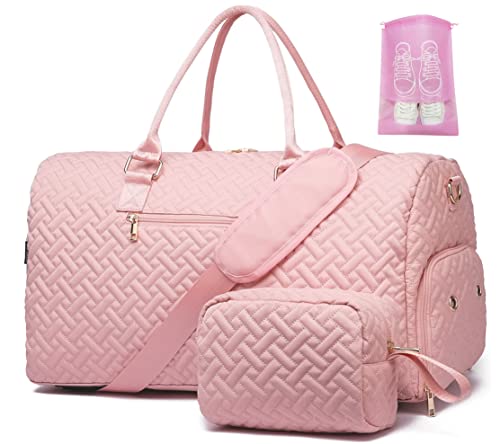 Duffle Bag für Reisen, Weekender Tasche mit Schuhfach, Carry On Overnight Bag für Frauen mit Kulturbeutel, Turnbeutel mit Nasstasche, Krankenhaustaschen für Arbeit und Lieferung, Rose, Reisen von BAVERGE