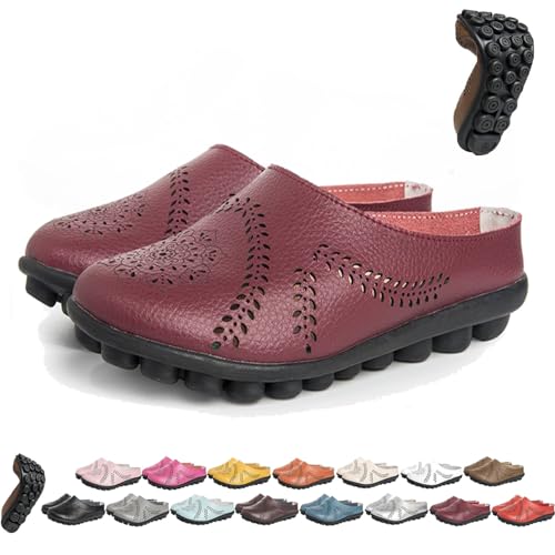 BAWUTZ Owlkay-Schuhe für Damen, Owlkay-lässige All-Match-Slipper mit Hohlsohle, Owlkay-lässige All-Match-Slipper mit Hohlsohle, Owlkay-Orthopädische Schuhe für Damen mit niedrigem Schaft (35,Rotwein) von BAWUTZ