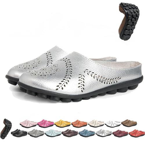 BAWUTZ Owlkay-Schuhe für Damen, Owlkay-lässige All-Match-Slipper mit Hohlsohle, Owlkay-lässige All-Match-Slipper mit Hohlsohle, Owlkay-Orthopädische Schuhe für Damen mit niedrigem Schaft (45,Silber) von BAWUTZ