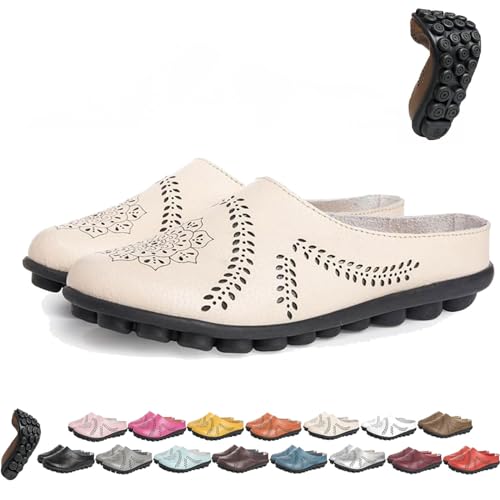 BAWUTZ Owlkay-Schuhe für Damen, Owlkay-lässige All-Match-Slipper mit Hohlsohle, Owlkay-lässige All-Match-Slipper mit Hohlsohle, Owlkay-Orthopädische Schuhe für Damen mit niedrigem Schaft (35,Beige) von BAWUTZ