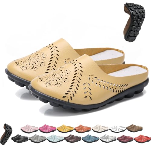 BAWUTZ Owlkay-Schuhe für Damen, Owlkay-lässige All-Match-Slipper mit Hohlsohle, Owlkay-lässige All-Match-Slipper mit Hohlsohle, Owlkay-Orthopädische Schuhe für Damen mit niedrigem Schaft (37,Gelb) von BAWUTZ