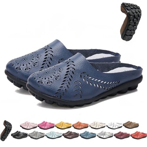 Owlkay-Schuhe für Damen, Owlkay-lässige All-Match-Slipper mit Hohlsohle, Owlkay-lässige All-Match-Slipper mit Hohlsohle, Owlkay-Orthopädische Schuhe für Damen mit niedrigem Schaft (35,Navy blau) von BAWUTZ