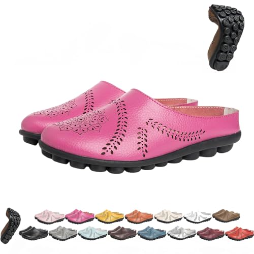 Owlkay-Schuhe für Damen, Owlkay-lässige All-Match-Slipper mit Hohlsohle, Owlkay-lässige All-Match-Slipper mit Hohlsohle, Owlkay-Orthopädische Schuhe für Damen mit niedrigem Schaft (44,Rose Rot) von BAWUTZ