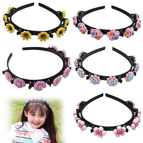 6 Stück Stirnband Für Mädchen Mit Blume,Hairstyle Hairpin Prinzessin Haarclips,Mädchen Haarspangen Stirnbänder,Stirnband Mit Clip - Geeignet Für Kinder Von 3-12 Jahren, Mädchenpartys, Festivals von Xusxes