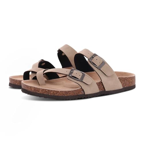 BBAUER Sandalen Damen Herren Strandsandalen Dicke Sohle Kork Hausschuhe Sommer Home Open Toe Flache Sandalen-At2-37(Passform 22,5Cm) von BBAUER