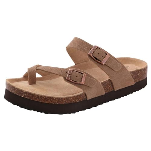 BBAUER Sandalen Damen Herren Strandsandalen Dicke Sohle Kork Hausschuhe Sommer Home Open Toe Flache Sandalen-At3-37(Passform 22,5Cm) von BBAUER