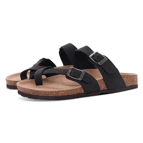 BBAUER Sandalen Damen Herren Strandsandalen Dicke Sohle Kork Hausschuhe Sommer Home Open Toe Flache Sandalen-Bk2-38(Passend 23Cm) von BBAUER