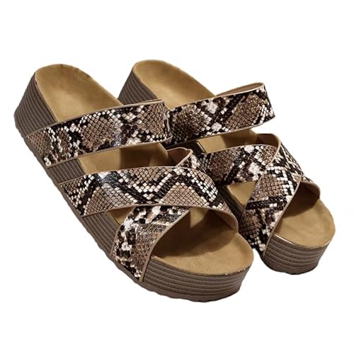 BBAUER Sandalen Damen Kork Flache Sandalen Anti-Rutsch Dicke Sohle Flats Outdoor Hausschuhe Damen Sandalen-Multi-36 von BBAUER