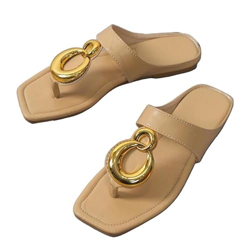 BBAUER Sandalen Damen Sandalen Flip Flop Sandalen Flat Heel Retro Sommer Schuhe Mode Casual Sandalen-Schokolade-37 von BBAUER