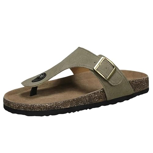 BBAUER Sandalen Damen Sandalen Sommer Open Toe Damenschuhe Flache Sandalen Damen Rutschfeste Leichte Laufschuhe-Khaki-43 von BBAUER