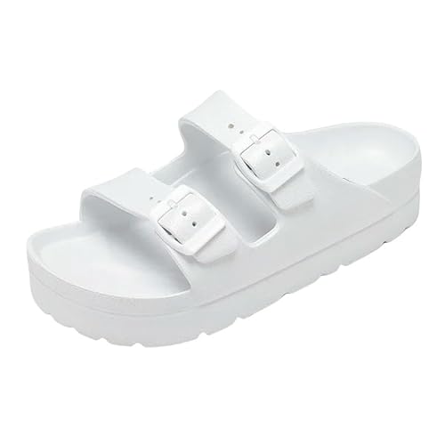 BBAUER Sandalen Dicke Sohle Sandalen Damen Schleife Schuhe Verstellbare Schnalle Hausschuhe Outdoor Strand Hausschuhe-Weiß B-36(22.5Cm) von BBAUER