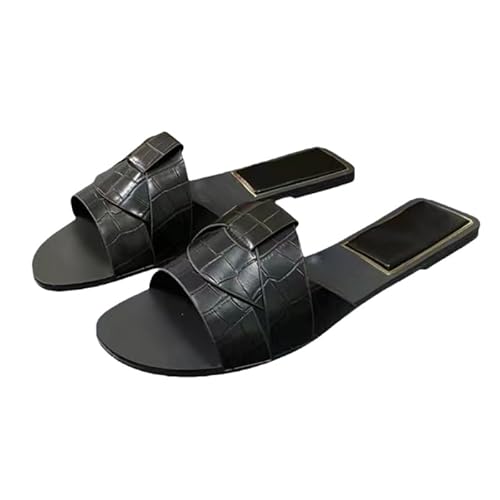 BBAUER Sandalen Mode Hausschuhe Frauen Flache Sandalen Casual Strand Hausschuhe Fisch Mund Schuhe Flache Hausschuhe-Schwarz-36 von BBAUER