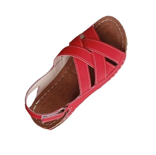 BBAUER Sandalen Sommer Sandalen Damen Schuhe Casual Sandalen Keil Damenschuhe Strandschuhe Damen Sandalen-Wred-42 von BBAUER