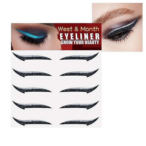 Glitzer-Eyeliner-Aufkleber für die Augen | 5 Paar glitzernde, selbstklebende Eyeliner-Schablonen - Aufkleber-Eyeliner-Werkzeug, Make-up-Eyeliner-Aufkleber, geflügelte Eyeliner-Schablone für von BBAUER