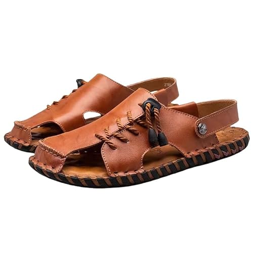 Sandalen Sommer Herren Sandalen Atmungsaktive Strandschuhe Baotou Papa Sandalen Fischer Hausschuhe Wandern Flats-Dunkelbraun-39 von BBAUER