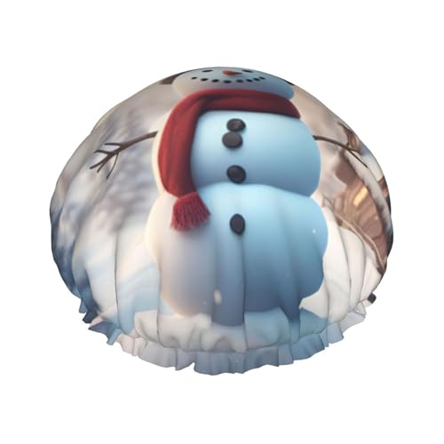 BBEXJIGY Merry Christmas Duschhaube mit niedlichem Schneemann-Druck, doppellagig, wiederverwendbar, für Damen und Herren BBEXJIGY Merry Christmas Duschhaube mit niedlichem Schneemann-Druck, doppellagig, wiederverwendbar, für Damen und Herren von BBEXJIGY