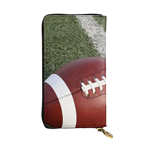 BBYCKS American Football Damen Geldbörsen, Leder mit Reißverschluss, Clutch, großes Fassungsvermögen, Kartenetui mit Kartenfächern, Schwarz , Einheitsgröße von BBYCKS