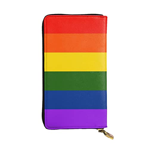 BBYCKS Damen-Geldbörse mit Regenbogen-Flagge, bedrucktes Leder, mit Reißverschluss, Clutch, großes Fassungsvermögen, Kartenetui mit Kartenfächern, Schwarz , Einheitsgröße von BBYCKS