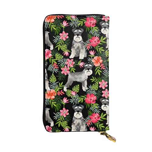 BBYCKS Schnauzer bedrucktes Leder Damen Geldbörse, Damen Reißverschluss Clutch Geldbörse, große Kapazität Kartenetui mit Kartenfächern, Schwarz , Einheitsgröße von BBYCKS