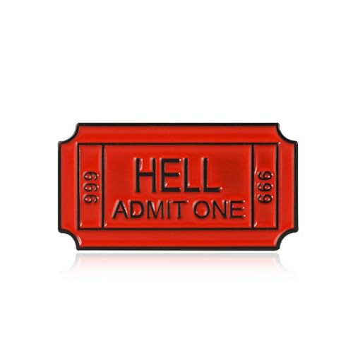 Hell Admit One Badge Brosche Jeansjacke Tasche Tasche Brosche, Metall Zink Acryl Hell Admit One Badge Brosche Jeansjacke Tasche Tasche Brosche, Metall Zink Acryl von BBirtyQV