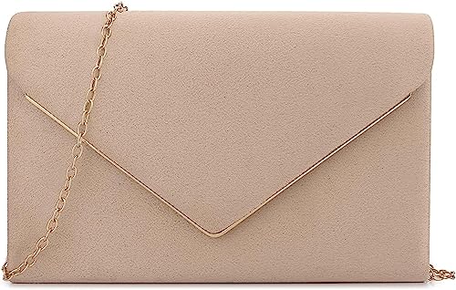 BBjinronjy Abendtaschen Clutch Geldbörse für Frauen Handtaschen für Hochzeit Party Cocktail Abschlussball Crossbody Umhängetasche Faux Wildleder, nude, M von BBjinronjy